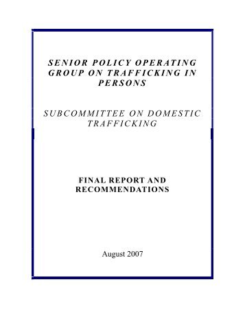 Final Report of the Subcommittee on Domestic Trafficking