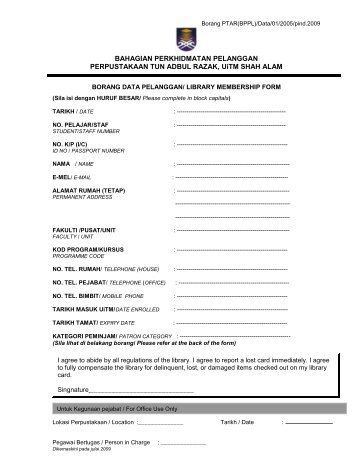 Library Membership Form - UiTM Library