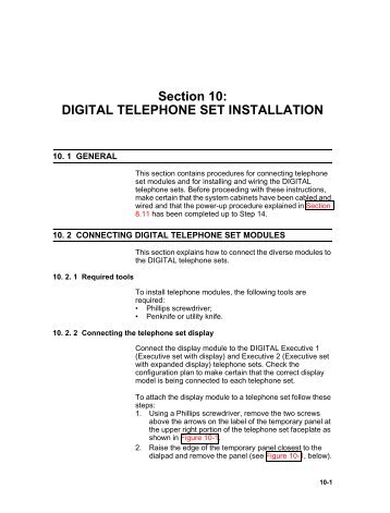 Section 10: DIGITAL TELEPHONE SET INSTALLATION