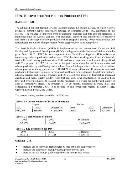 Evaluation of the USAID-Kosovo SME and Agriculture - Economic ...