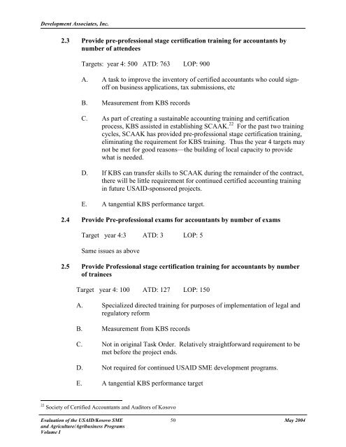 Evaluation of the USAID-Kosovo SME and Agriculture - Economic ...