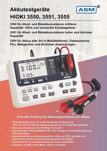 Akkutestgeräte HIOKI 3550, 3551, 3555 - ASM GmbH
