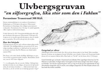 Ulvbergsgruvan ”en silfvergrufva, lika stor som den i Fahlun”