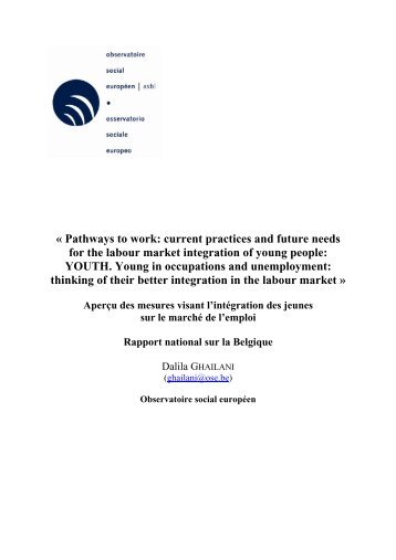 YOUTH. Young in occupations and unemployment - Observatoire ...