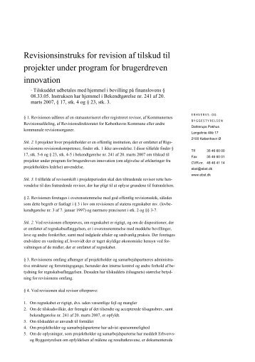 Revisionsinstruks for revision af tilskud til ... - Erhvervsstyrelsen