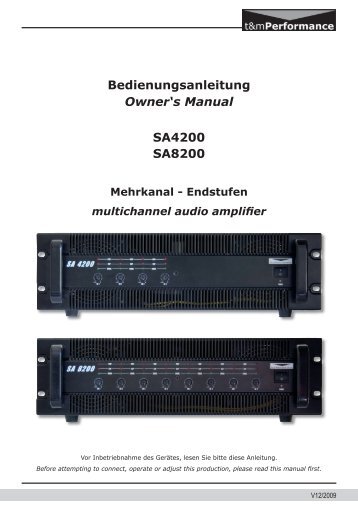 SA4200 SA8200 Owner's Manual Bedienungsanleitung