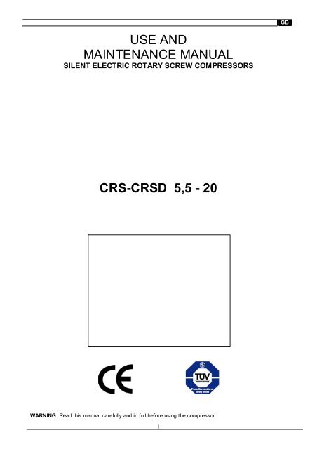 USE AND MAINTENANCE MANUAL CRS-CRSD 5,5 - 20