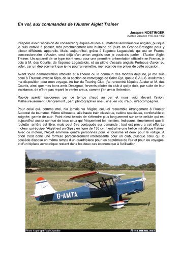 En vol, aux commandes de l'Auster Aiglet Trainer