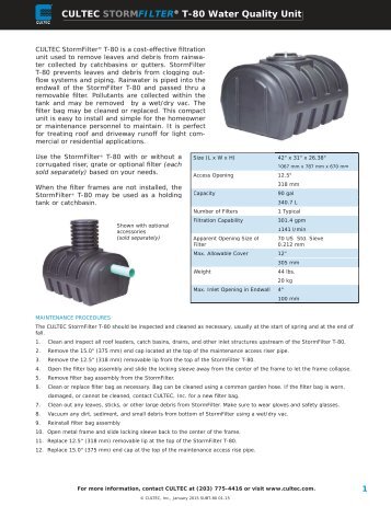 PDF - StormFilter T-80 Submittal Package - CULTEC, Inc.