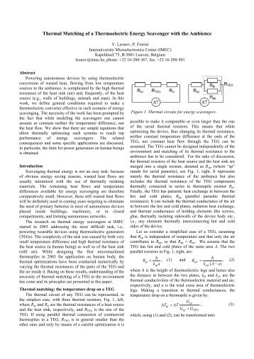 Thermal Matching of a Thermoelectric Energy Scavenger with the ...