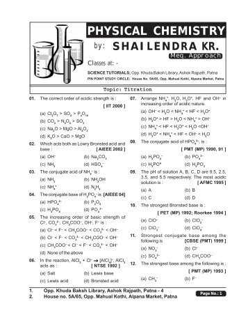 Titration obj 1 - Shailendra Kumar Chemistry