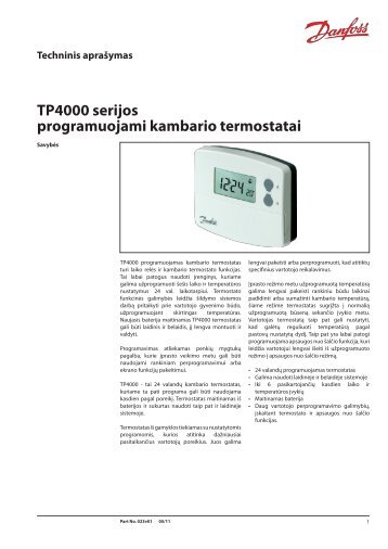 TP4000 serijos programuojami kambario termostatai - Danfoss