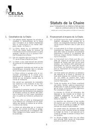 Statuts de la Chaire - Celsa