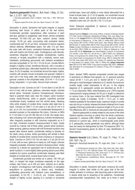 A new approach to species delimitation in Septoria - CBS - KNAW