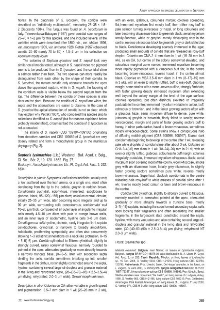 A new approach to species delimitation in Septoria - CBS - KNAW