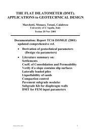 APPLICATIONS to GEOTECHNICAL DESIGN - Marchetti DMT