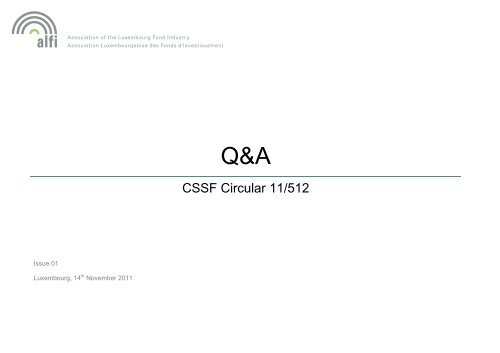 Q&A on CSSF Circular 11/512 - Alfi