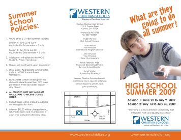 the Summer School brochure - Western Christian Schools