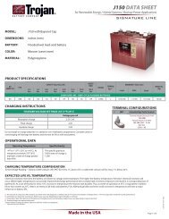 J150 data sheet - Trojan Battery Company