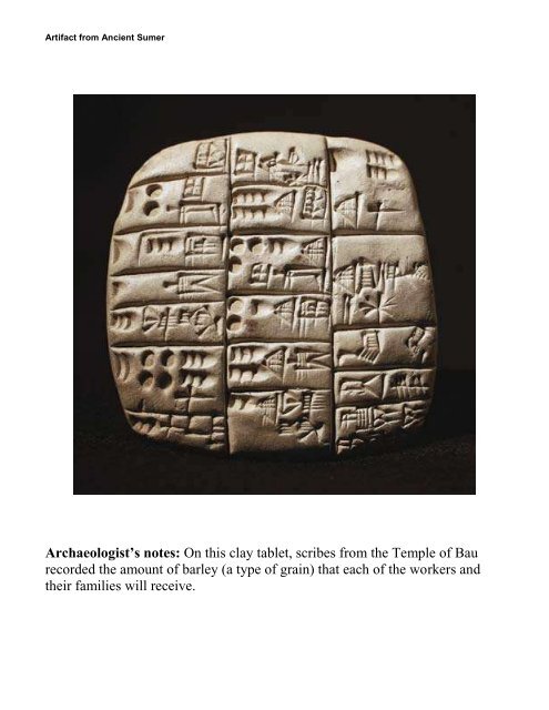 Sumerian Artifacts - ACT-ESL