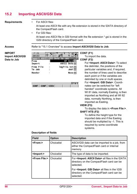 Leica GPS1200+ System Field Manual