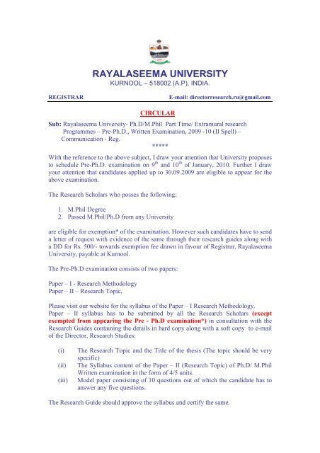 RAYALASEEMA UNIVERSITY