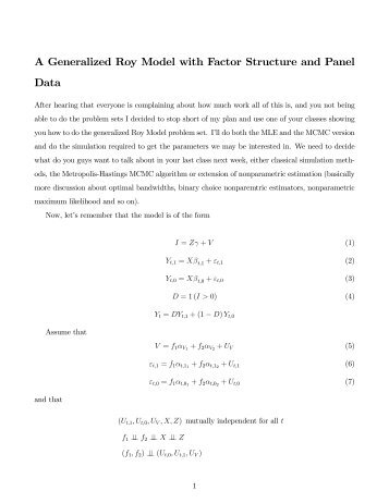 A Generalized Roy Model with Factor Structure and Panel Data