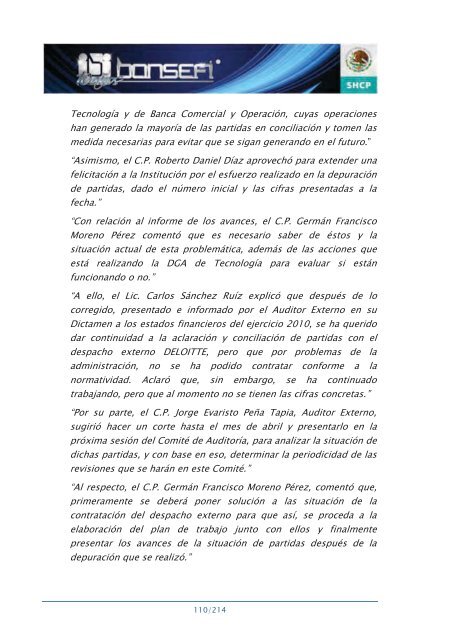 Informe de RendiciÃ³n de Cuentas 2006-2012 - Bansefi