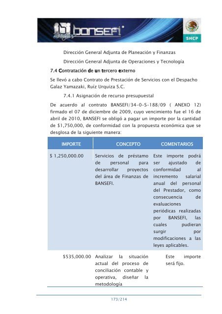 Informe de RendiciÃ³n de Cuentas 2006-2012 - Bansefi