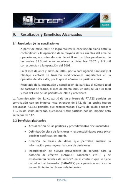 Informe de RendiciÃ³n de Cuentas 2006-2012 - Bansefi