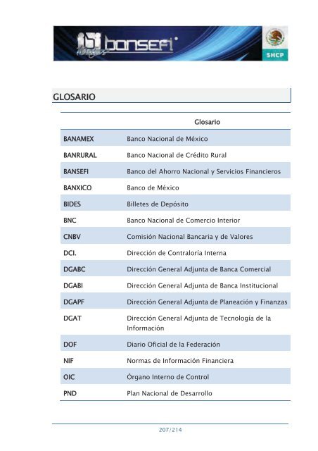 Informe de RendiciÃ³n de Cuentas 2006-2012 - Bansefi