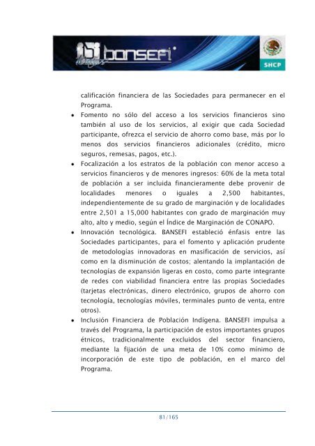 Informe de RendiciÃ³n de Cuentas 2006-2012 - Bansefi