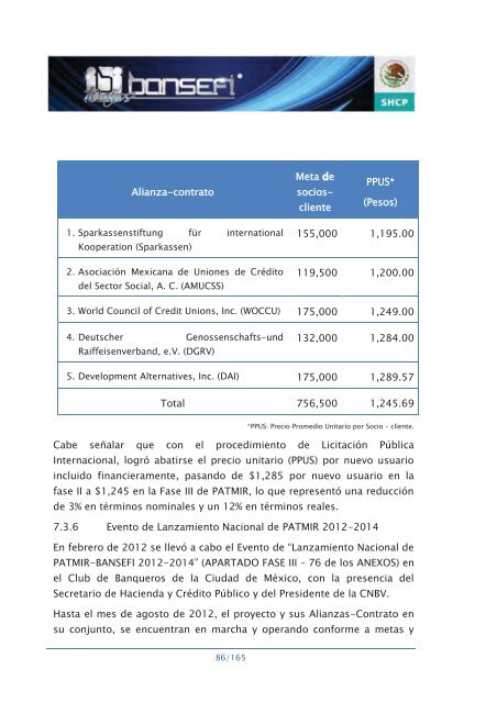 Informe de RendiciÃ³n de Cuentas 2006-2012 - Bansefi