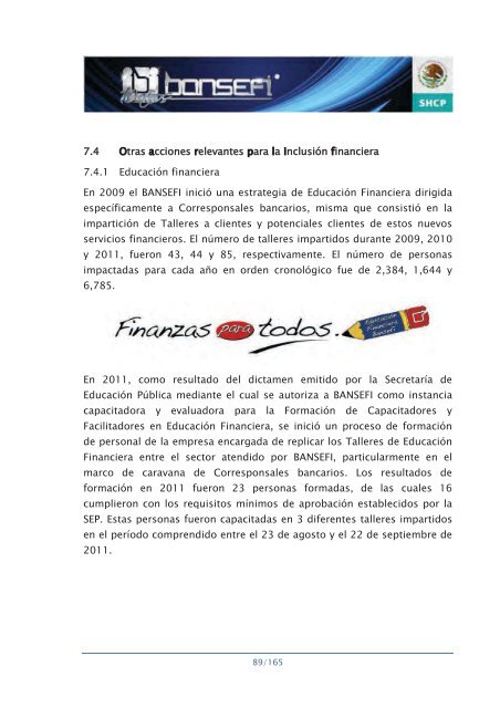 Informe de RendiciÃ³n de Cuentas 2006-2012 - Bansefi