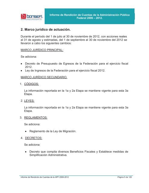 Informe de RendiciÃ³n de Cuentas 2006-2012 - Bansefi