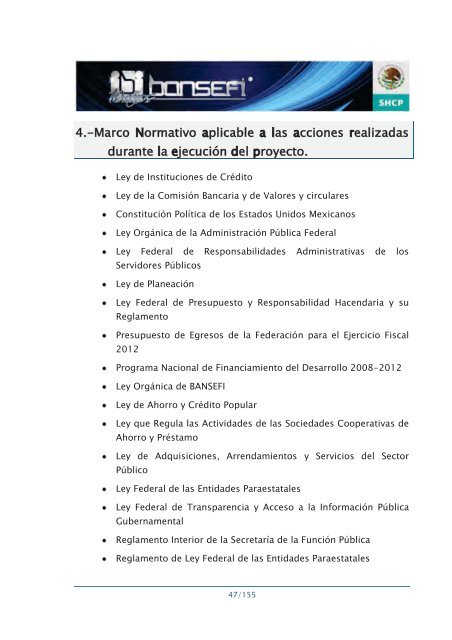 Informe de RendiciÃ³n de Cuentas 2006-2012 - Bansefi