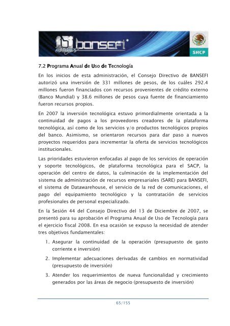 Informe de RendiciÃ³n de Cuentas 2006-2012 - Bansefi