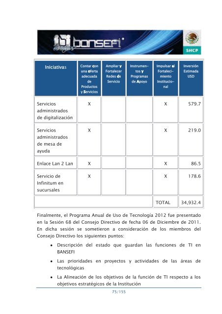 Informe de RendiciÃ³n de Cuentas 2006-2012 - Bansefi