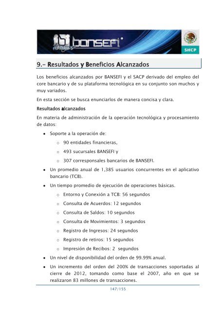 Informe de RendiciÃ³n de Cuentas 2006-2012 - Bansefi