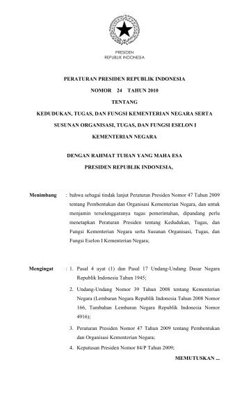 Nomor 24 Tahun 2010 tentang Kedudukan, Tugas, dan ... - JDI Hukum
