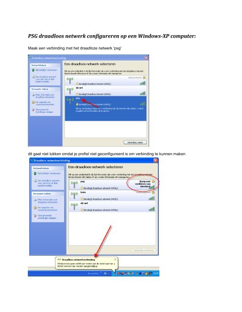 PSG draadloos netwerk configureren op een Windows-XP computer: