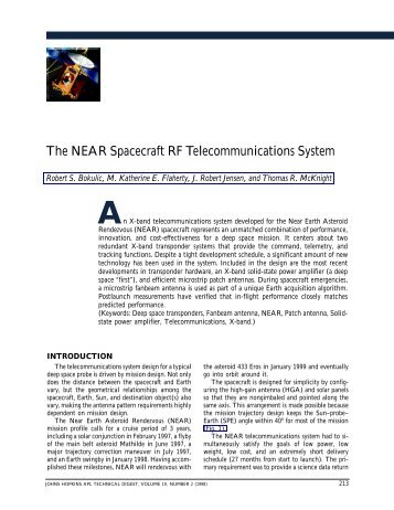 The NEAR Spacecraft RF Telecommunications System - The Johns ...