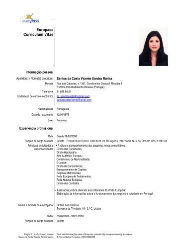 Europass Curriculum Vitae - Ordem dos NotÃ¡rios