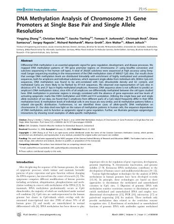 DNA Methylation Analysis of Chromosome 21 Gene ... - ResearchGate