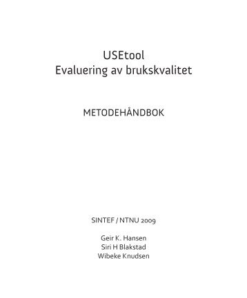 USEtool. Evaluering av brukskvalitet. MetodehÃƒÂ¥ndbok ... - Statsbygg