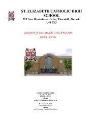 Grade 9 Course Calendar - St. Elizabeth Catholic High School