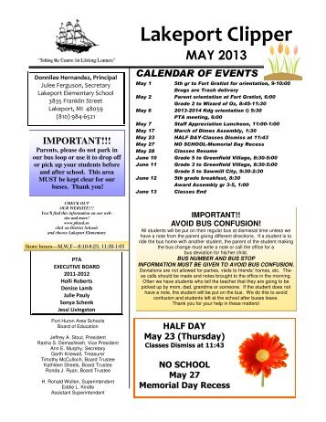 Newsletter May 2013 - Port Huron Area Schools