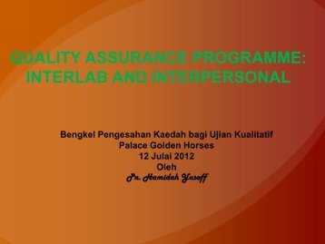 QUALITY ASSURANCE PROGRAMME: INTERLAB AND ...