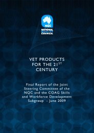 VET Products for the 21st Century - National Skills Standards Council