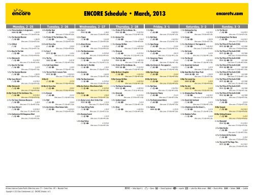 ENCORE Schedule - March, 2013 - Starz